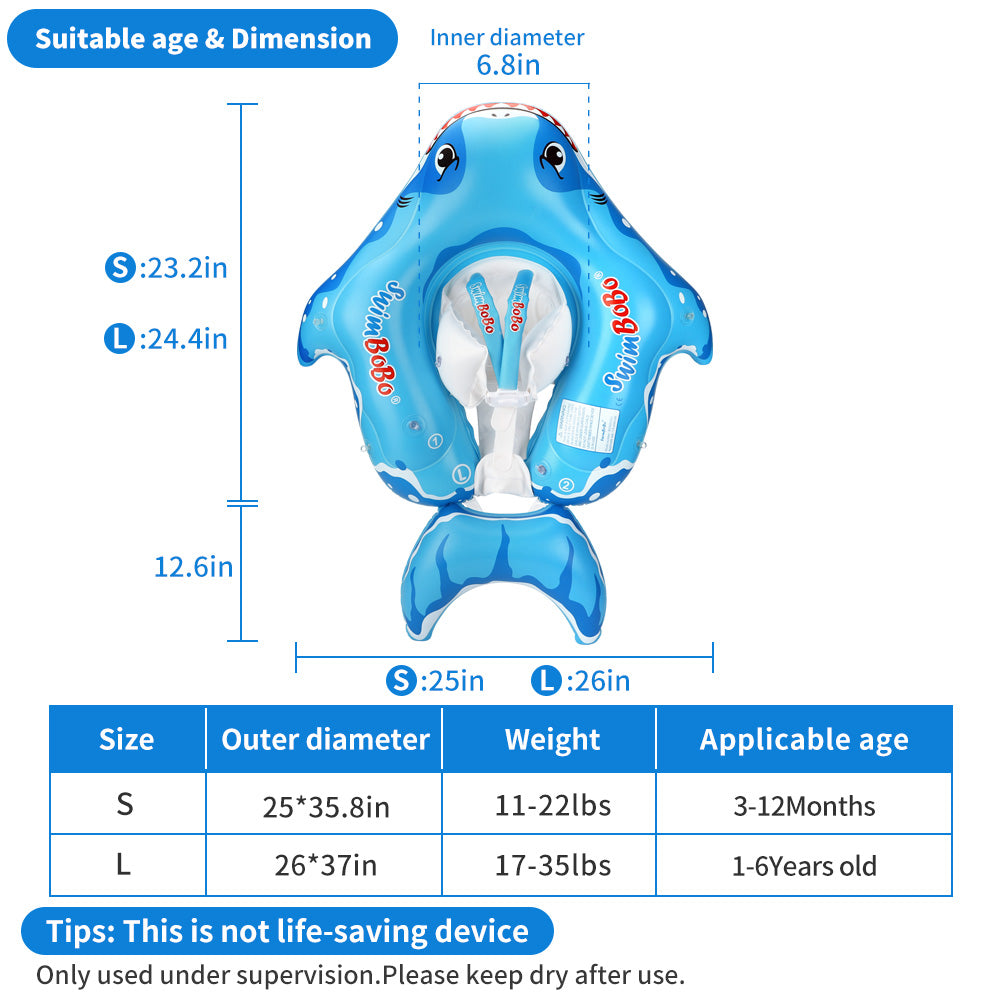 Swimbobo Hai-Baby-Schwimmring mit Canopy & Schwanzflosse