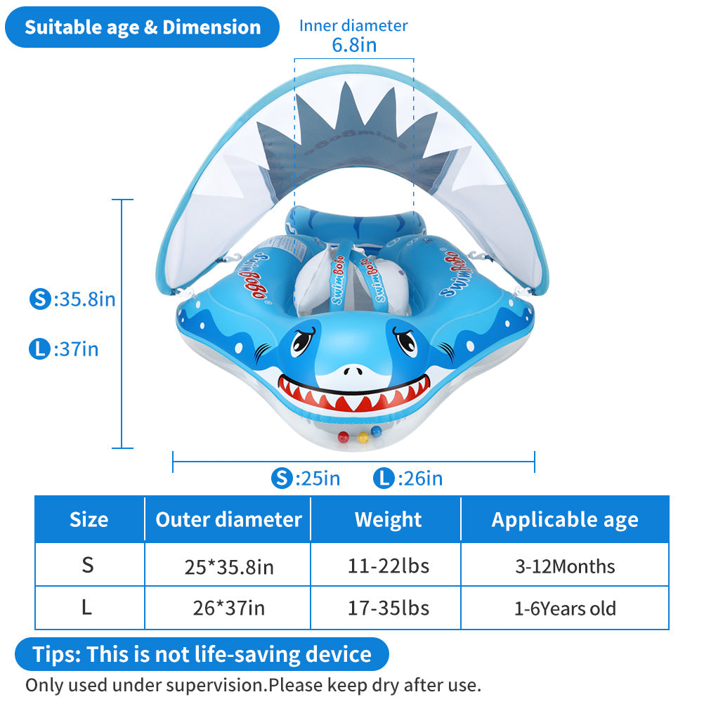 Swimbobo Hai-Baby-Schwimmring mit Canopy & Schwanzflosse