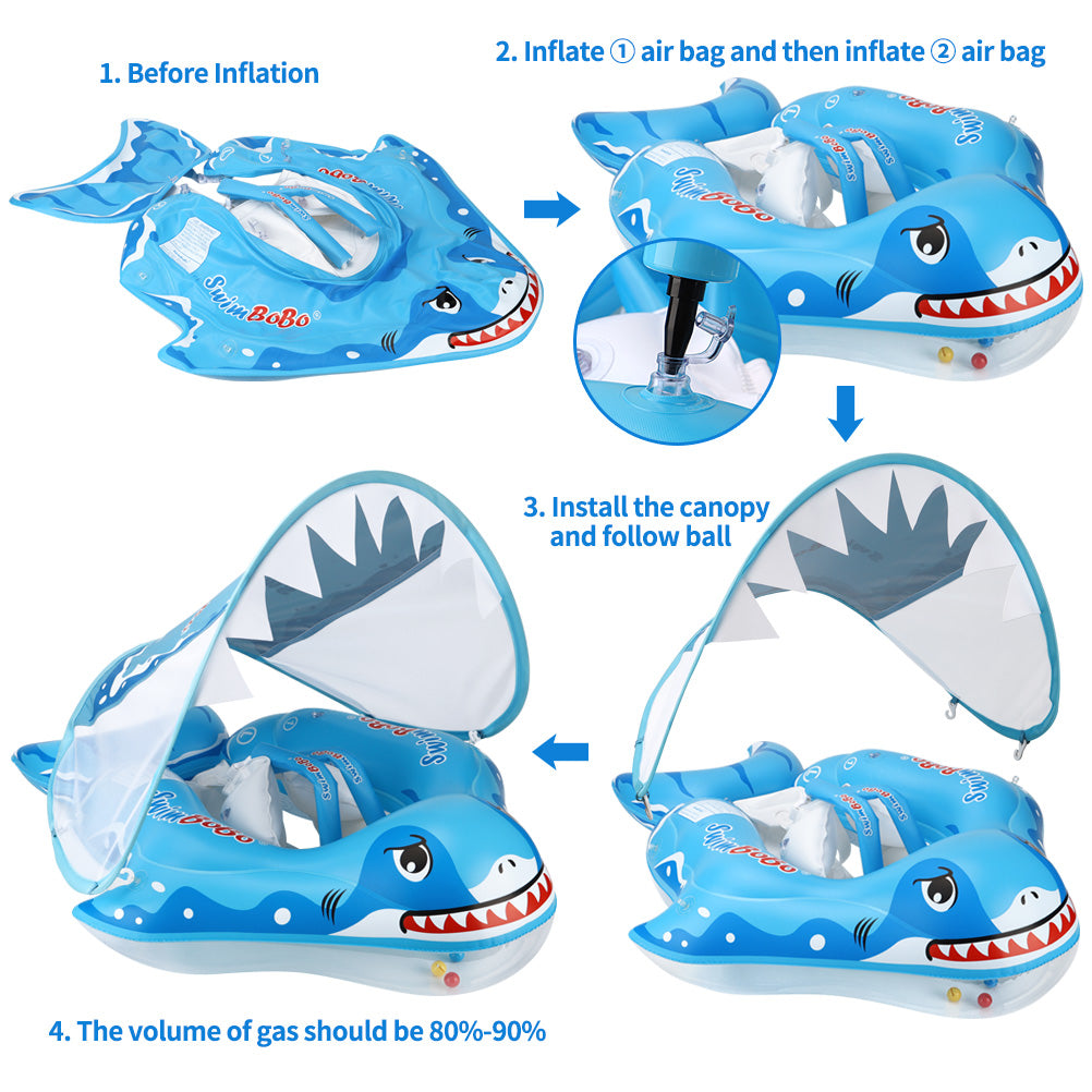 Swimbobo Hai-Baby-Schwimmring mit Canopy & Schwanzflosse