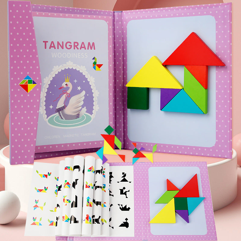 Montessori Spielzeug | Magnetisches Tangram-Puzzle | Pädagogisches Montessori Spielzeug | Ab 3 Jahren