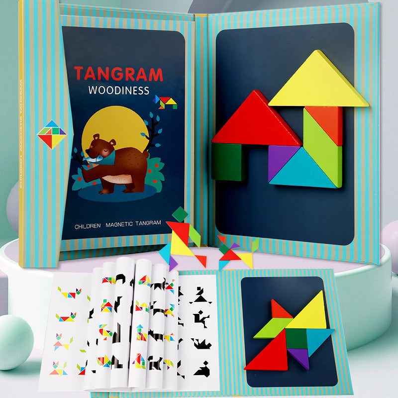 Montessori Spielzeug | Magnetisches Tangram-Puzzle | Pädagogisches Montessori Spielzeug | Ab 3 Jahren