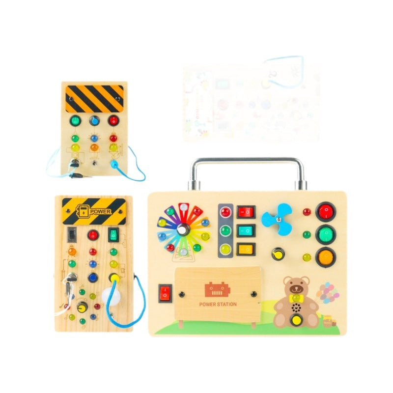 Montessori Aktivitätsbrett mit Lichtern und Schaltern