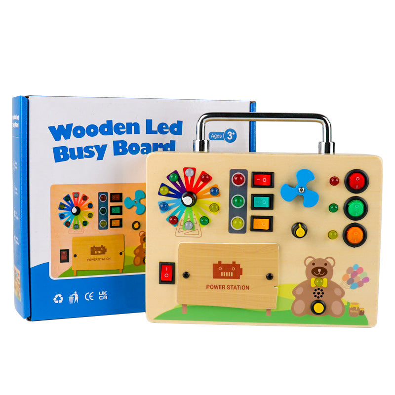 Montessori Aktivitätsbrett mit Lichtern und Schaltern