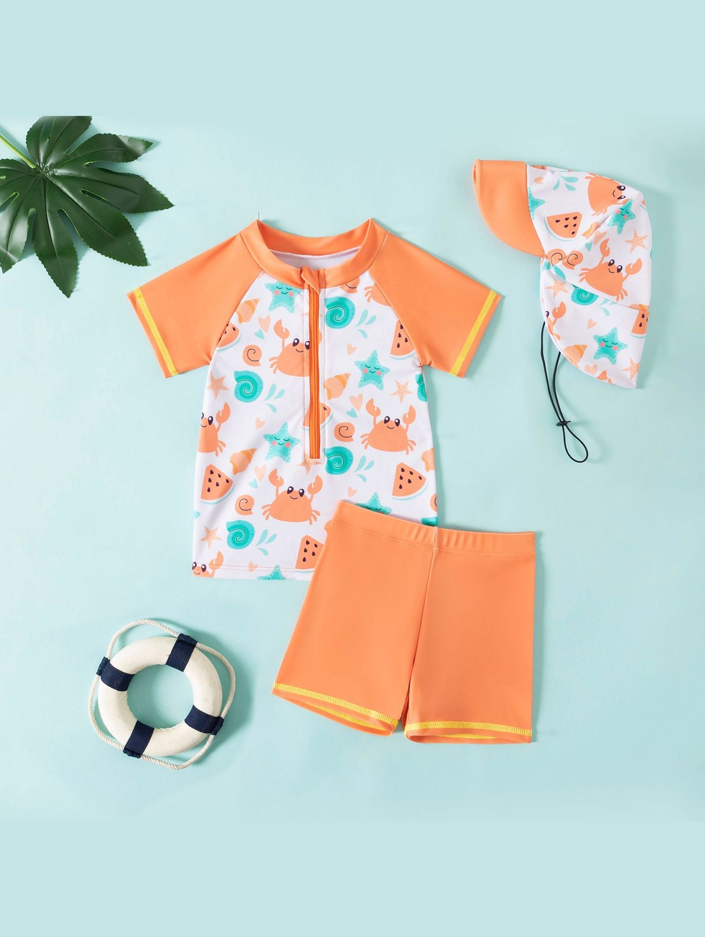 3-teiliges Bade-Set für Babys und Kleinkinder mit abnehmbarem Hut (3 Mt - 4 J)