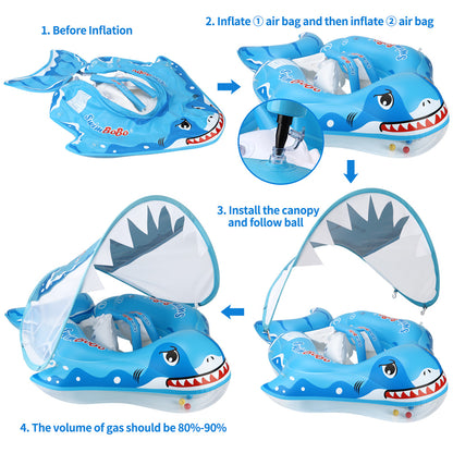 Swimbobo Hai-Baby-Schwimmring mit Canopy & Schwanzflosse