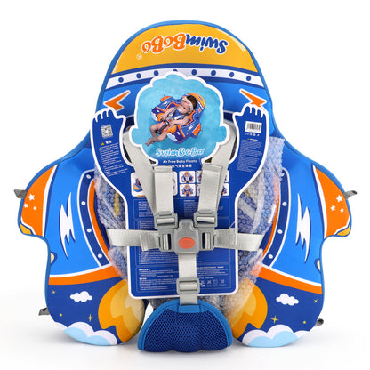 Blau Swimbobo Schwimmhilfe für Babys ohne Aufblasen mit Sonnenblende und Schwanz