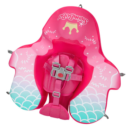 Rosa Swimbobo Schwimmhilfe für Babys ohne Aufblasen mit Sonnenblende und Schwanz